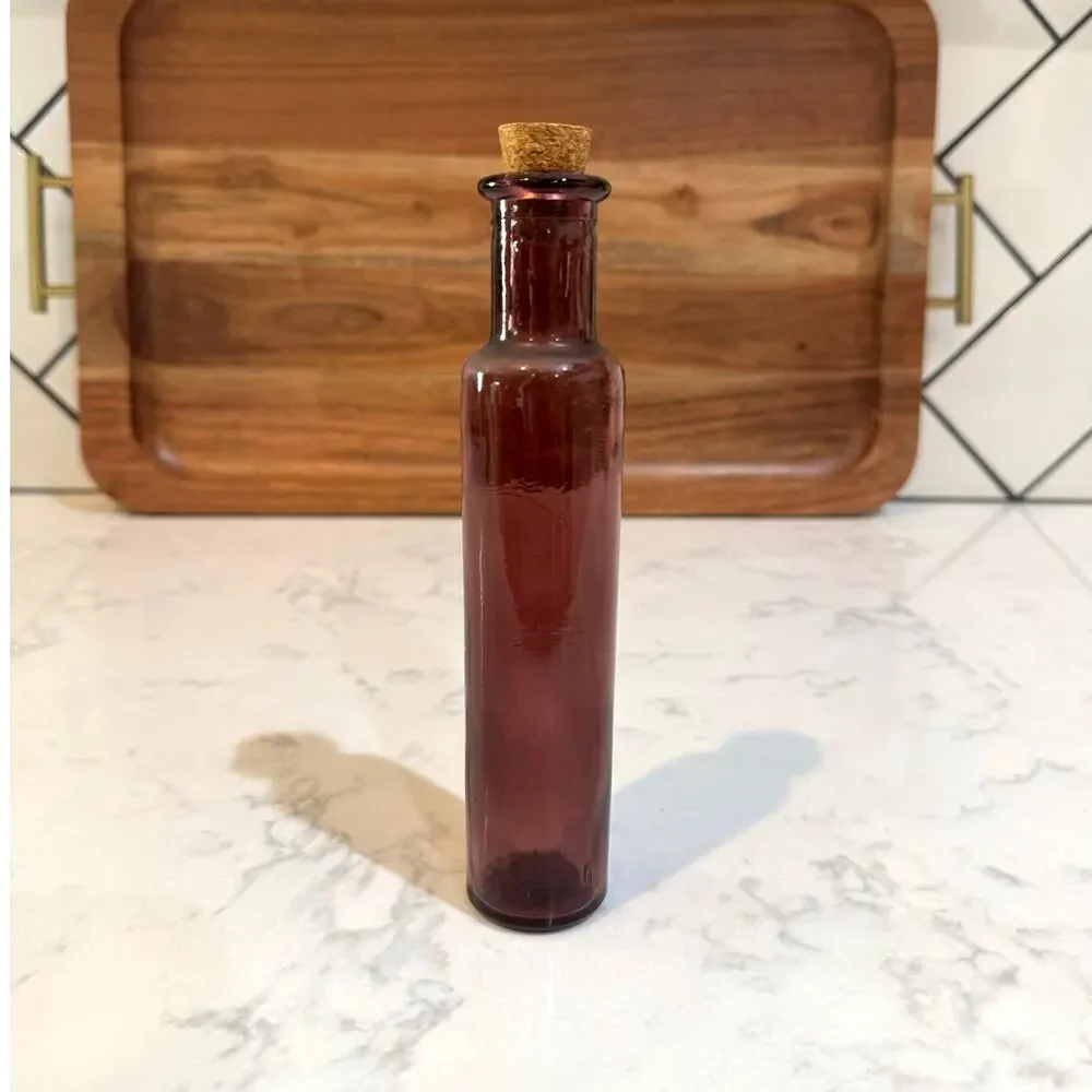 vintage tall purple glass bottle an amethyst art glass piece mid century decor